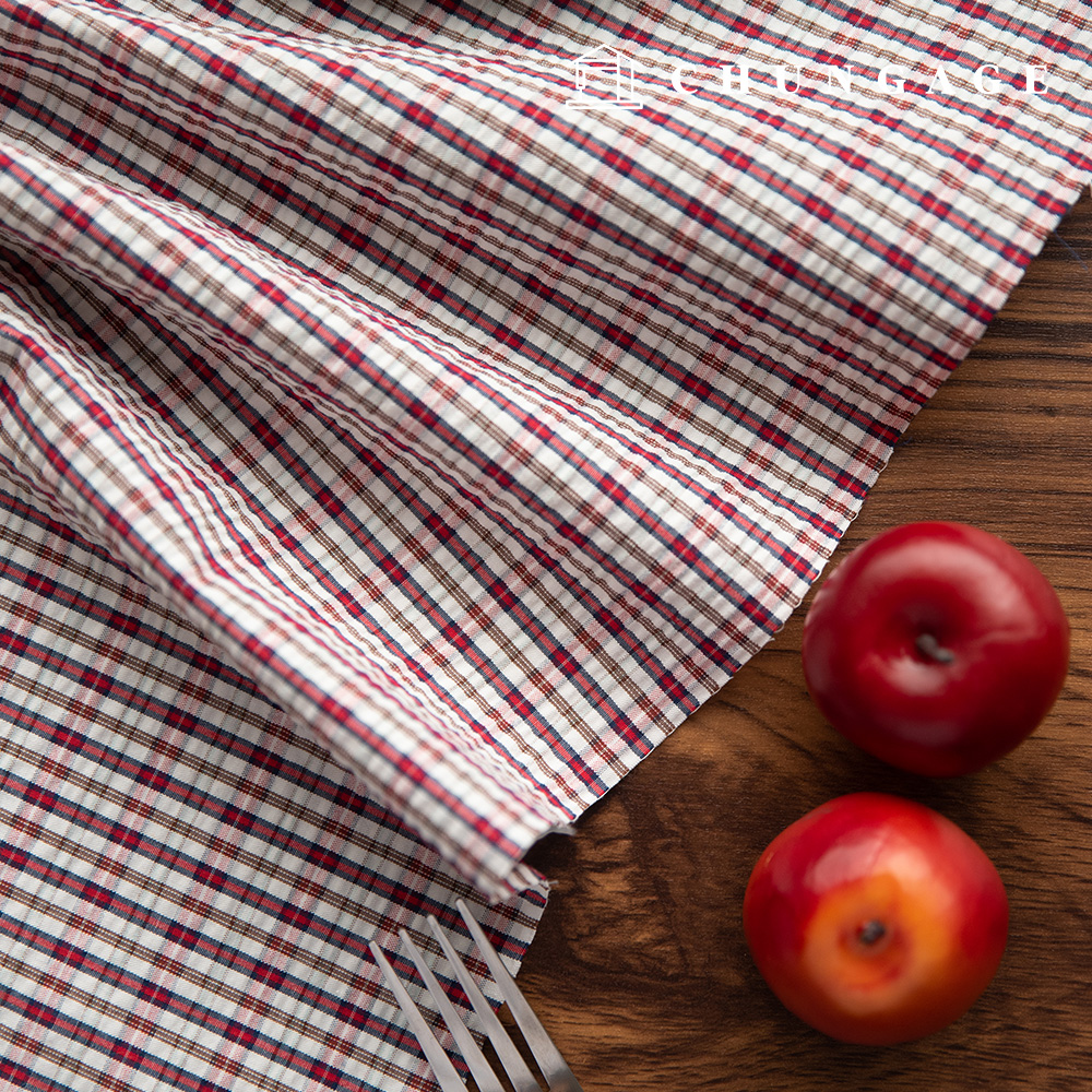 Cotton Fabric Check Patterns Fabric Red Wine