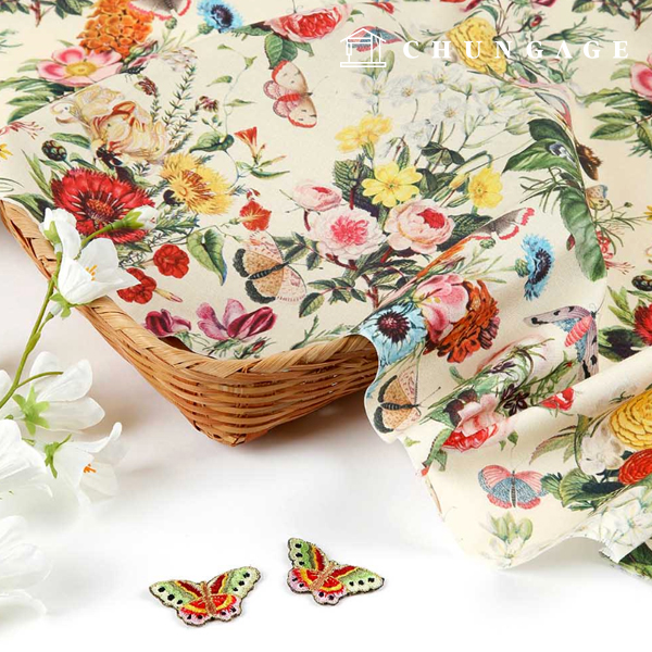 Eco-friendly antibacterial and anti-inflammatory fabric E-DTP cotton 20 count butterfly garden 3 types