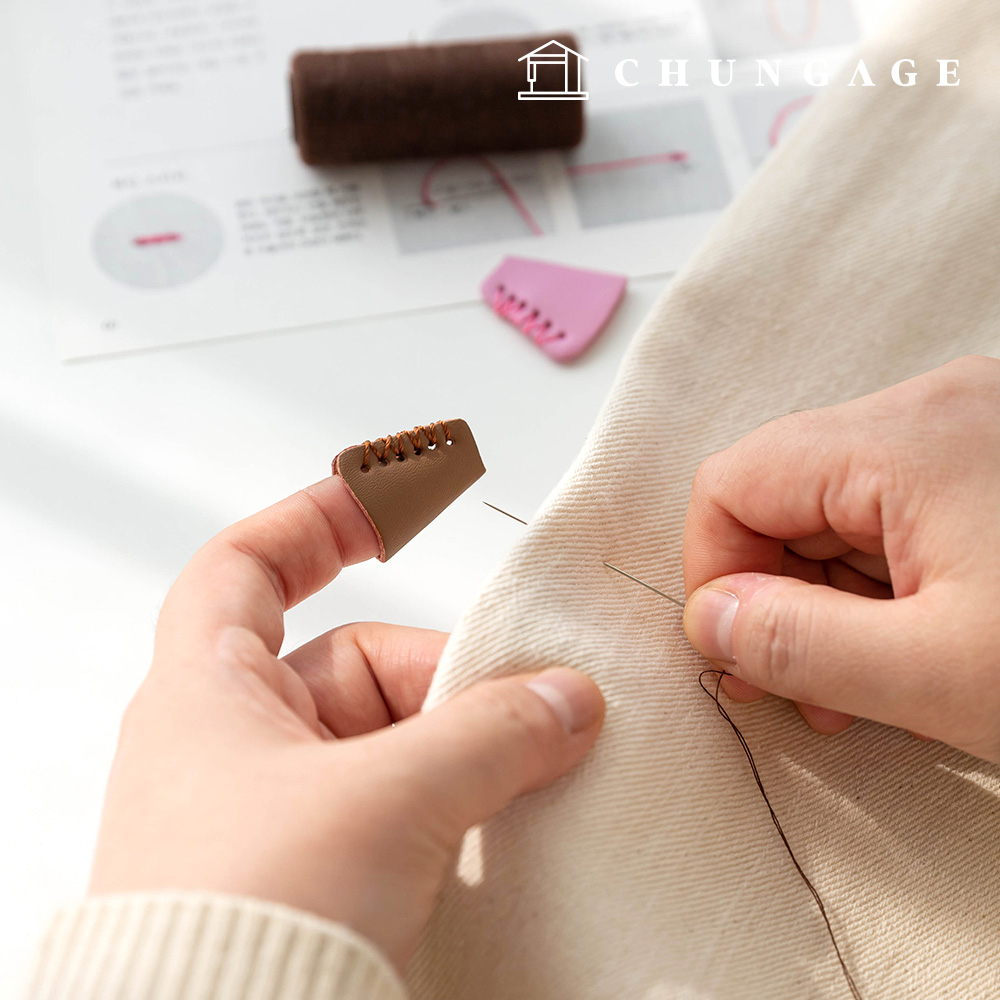 Finger Sewing Leather Thimble Color Random