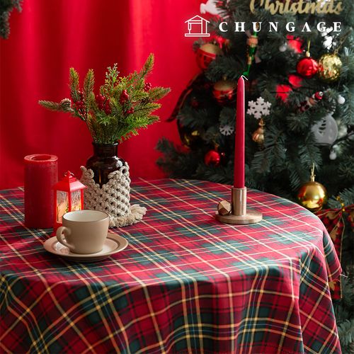 Check Fabric Christmas Fabric Cotton Oxford Winter Vintage Check Fabric Winter Cherry Yellow Red