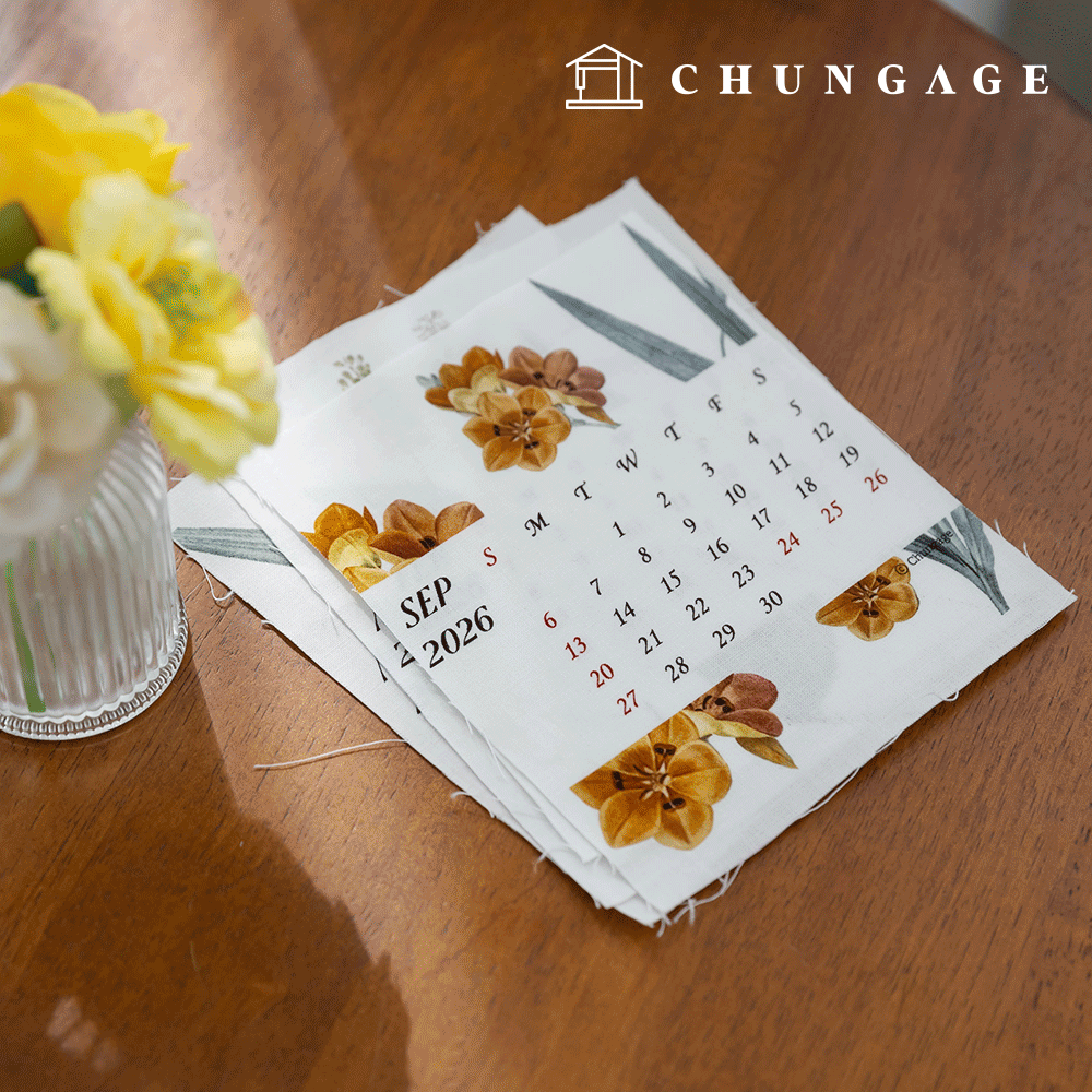 DTPfabric 2026 Fabric Calendar Cotton Fabric 20 count Calendar Cut Paper Fabric 416