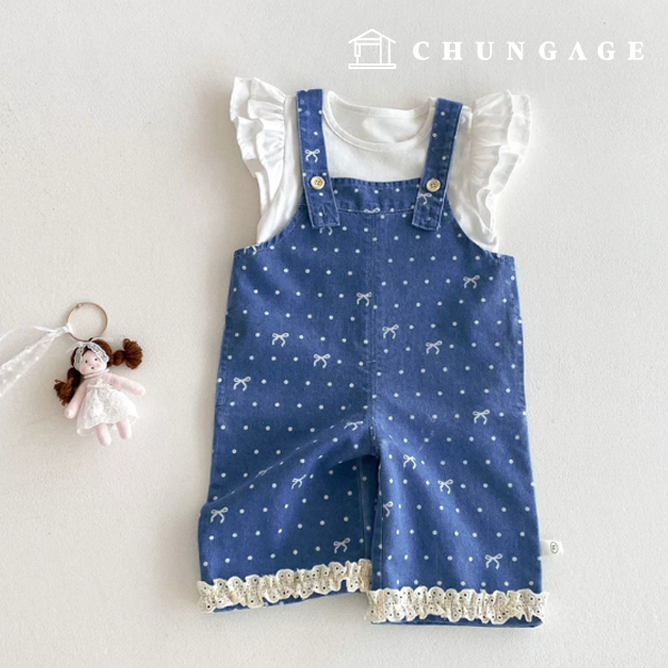 Denim fabric, jeans fabric, cotton, wide width, bowknot, dot