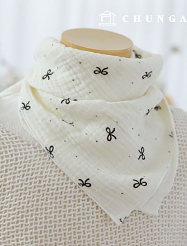 Double Gauze Fabric Cotton Mini Black Bowknot