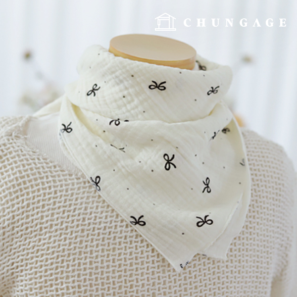 Double Gauze Fabric Cotton Mini Black Bowknot