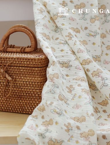 Yoru double gauze fabric cotton puppy dream cotton candy