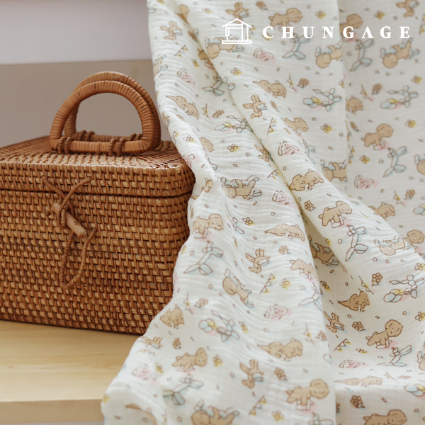 Yoru double gauze fabric cotton puppy dream cotton candy