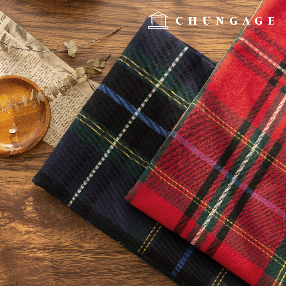 Check Fabric Christmas Fabric Cotton 10 Count Pre-Dye Washing Napping Fabric Wide Width Heritage Grid 2 Types