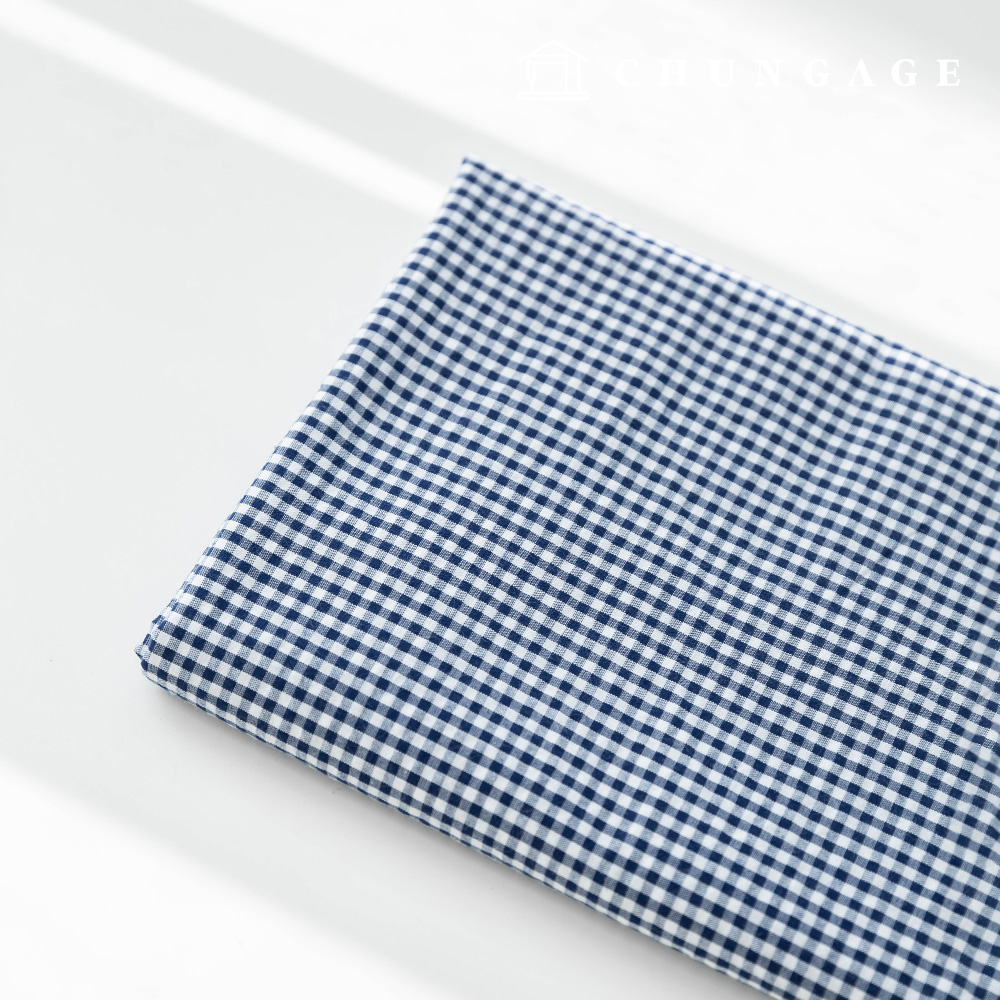 Checked cotton fabric, wide width, basic navy