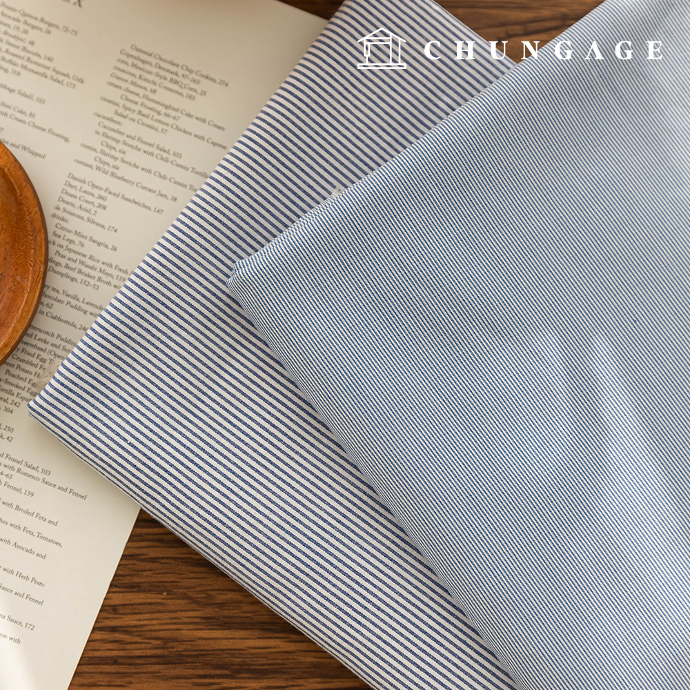 Cotton Stripe Yarn-dyed Fabric Wide Width Dandy Blue 2 types