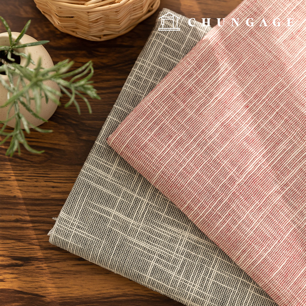 Checked cotton fabric, pre-dyed, wide width, simple gauze, 2 types