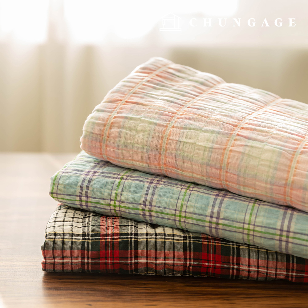 Cotton Check Yarn Dyed Fabric Wide Width Candy Plaid 3 types