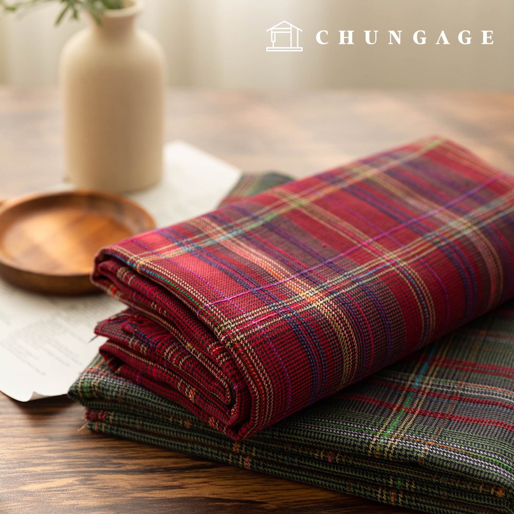 Cotton fabric check pre-dyed fabric wide width line check 2 types