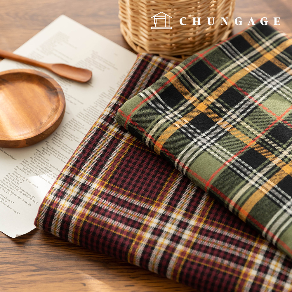 Checked cotton fabric, pre-dyed, wide width, hepburn grid, 2 types