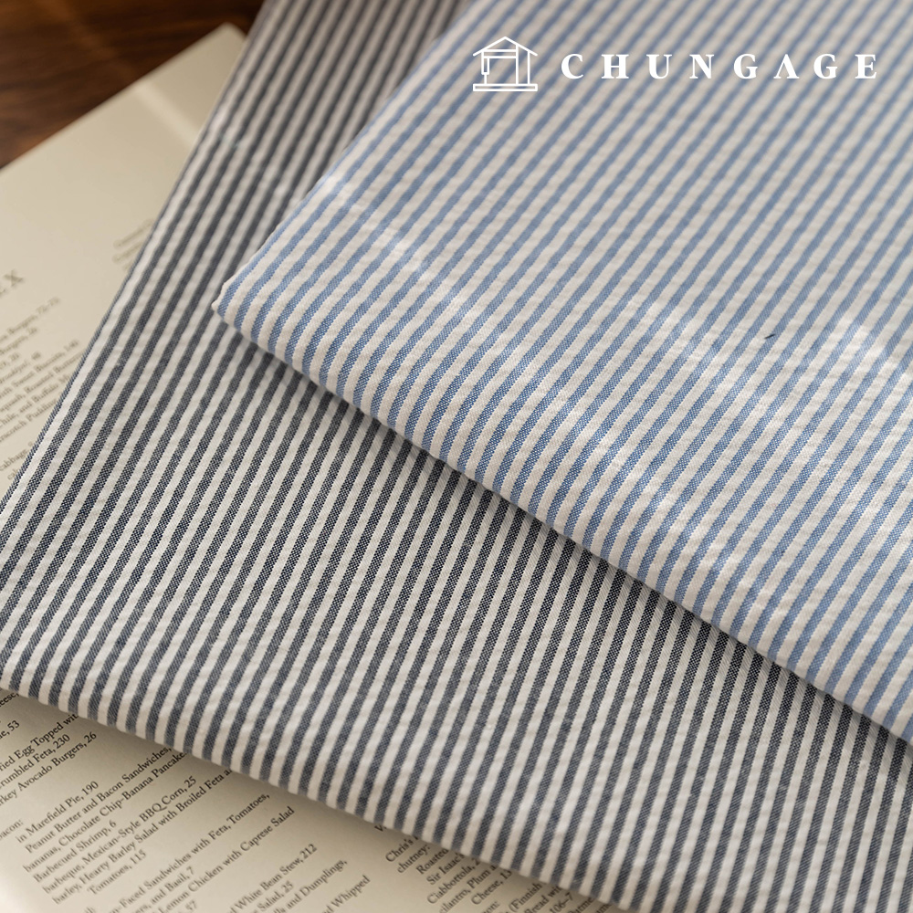 Cotton Stripe Yarn-dyed Fabric Wide Width Cozy Blue 2 types