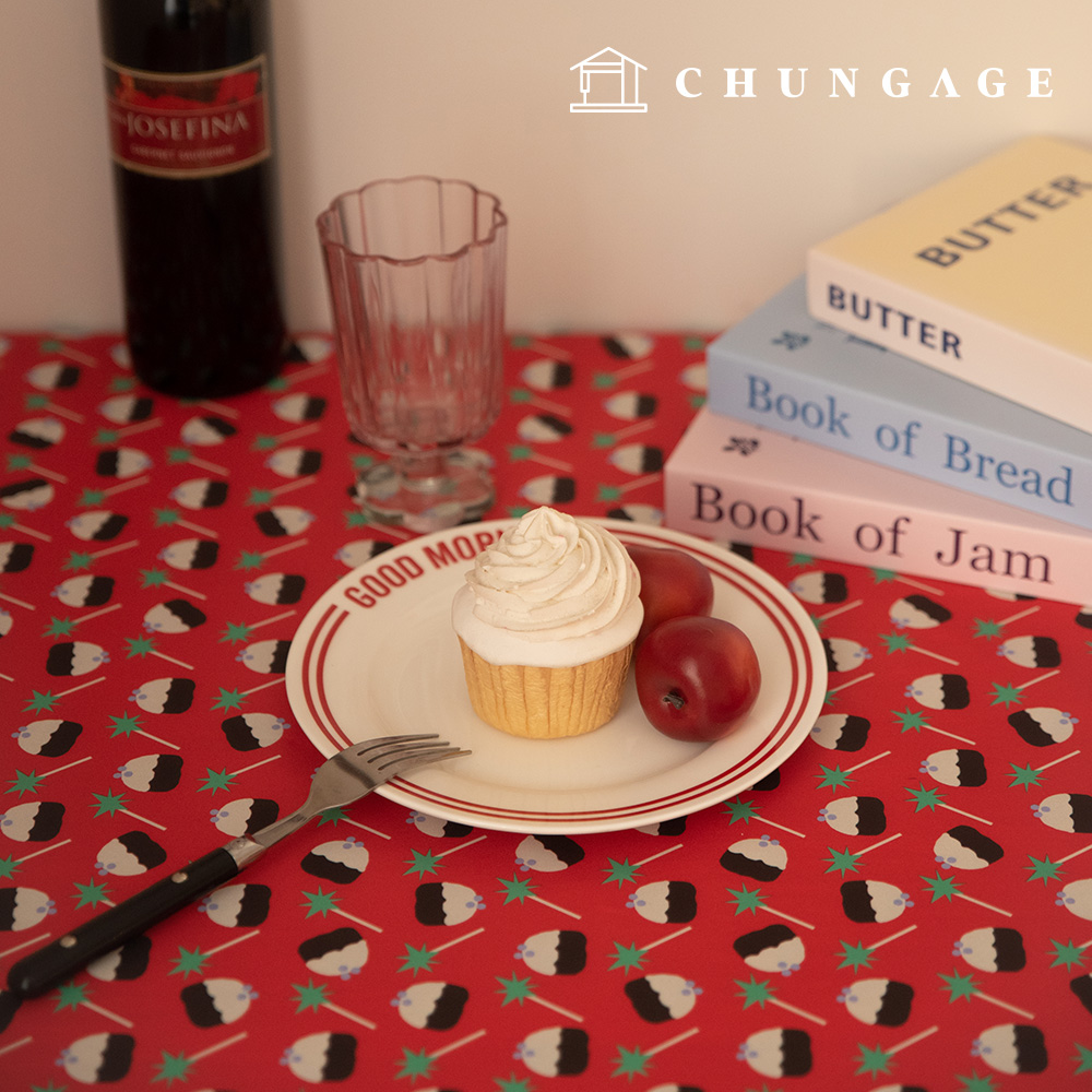 Waterproof Cloth DTP Waterproof Fabric Wide Width Christmas Fabric Cranberry Cupcake W154