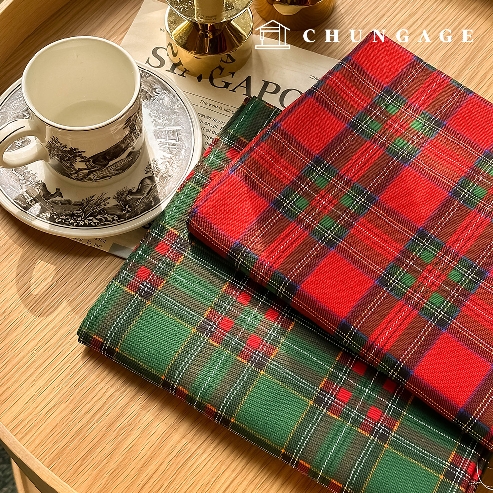 Cotton Oxford Fabric Christmas Wide Width Fabric Holly Grid 2 types