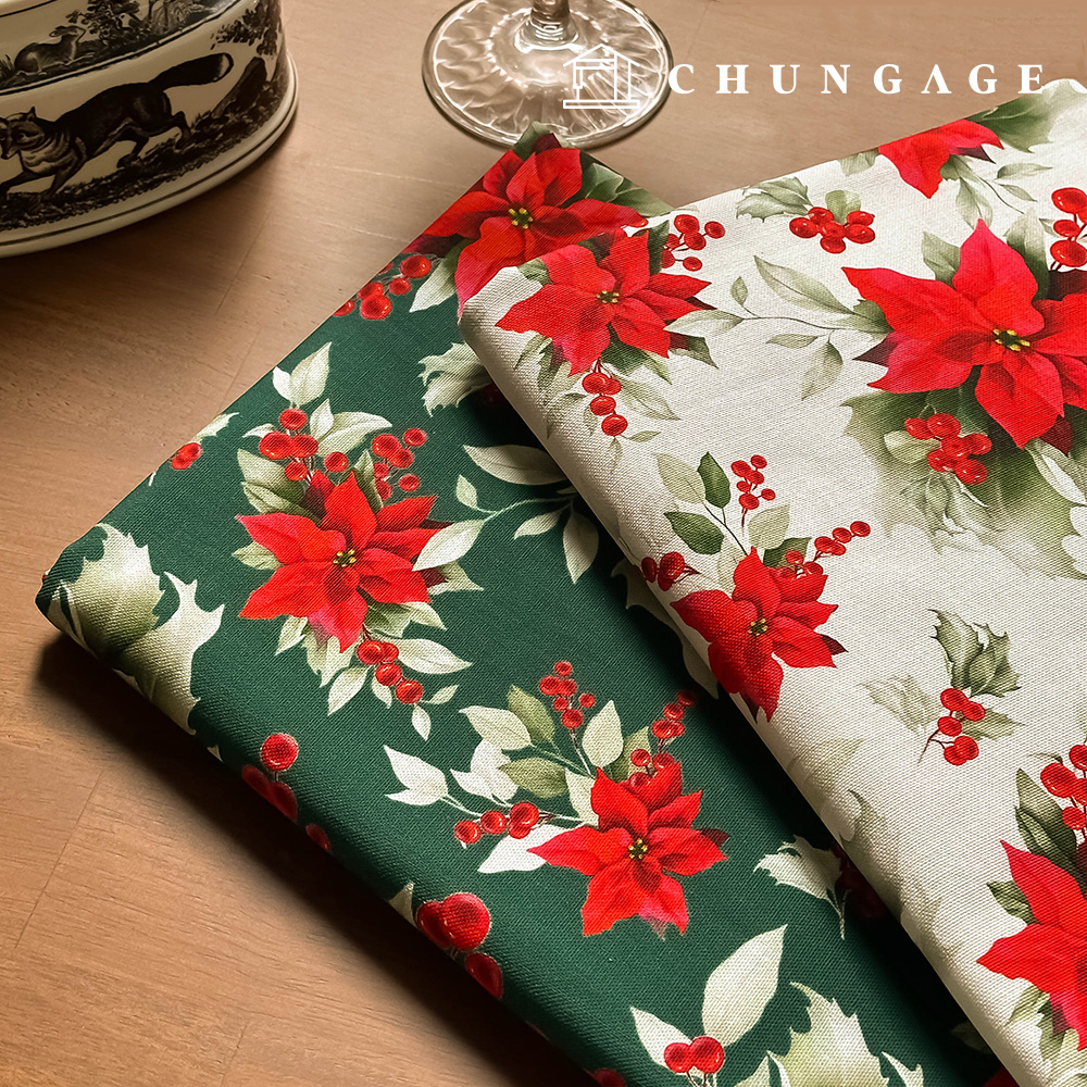 Cotton Oxford Fabric Christmas Wide Width Fabric Merry Blossom 2 types