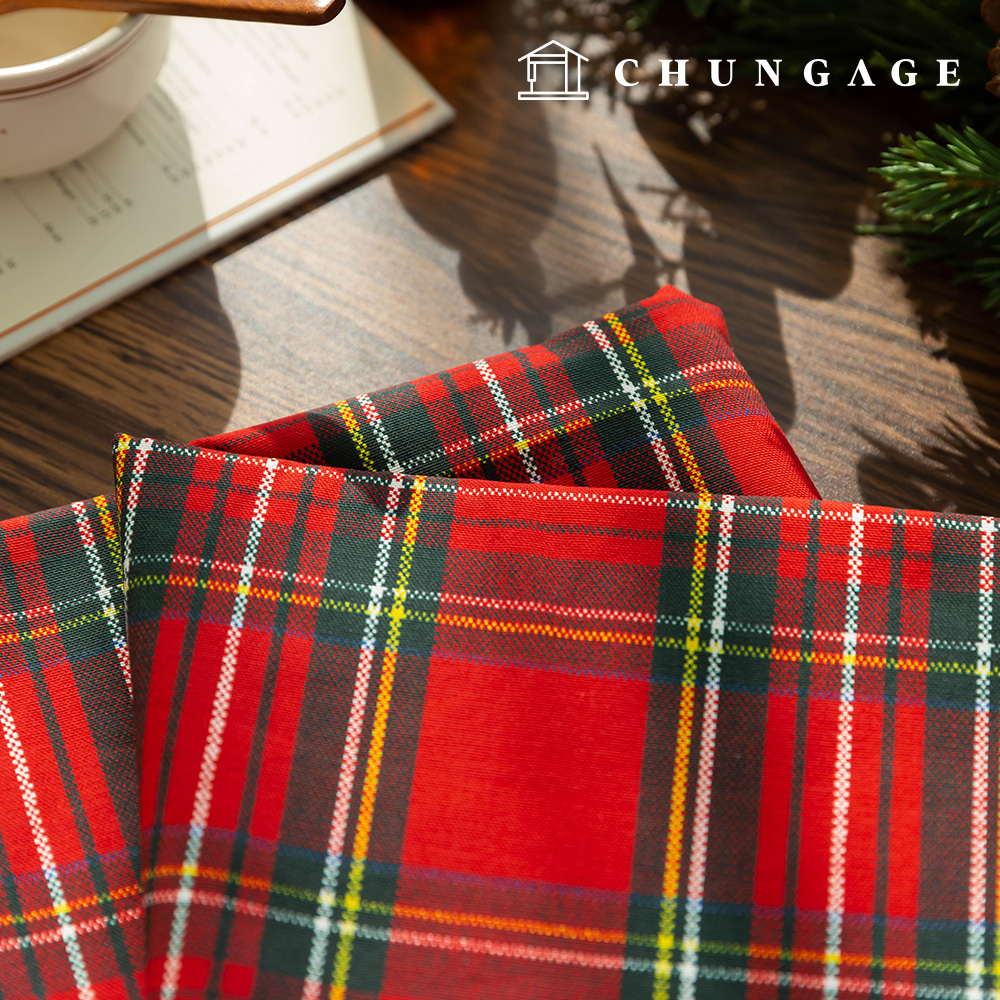 Cotton Oxford Fabric Christmas Wide Width Fabric Cozy Plaid