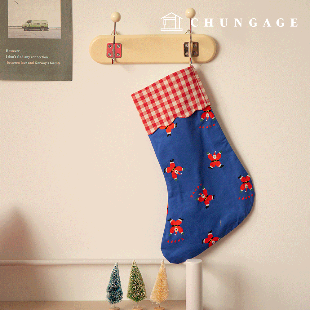 DTPfabric cotton fabric 20 count Christmas Fabric Dancing Santa Blue 421