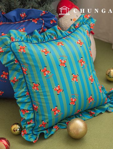 Cotton fabric Christmas fabric 20 count DTP Fabric Dancing Santa Green Blue Stripe 423