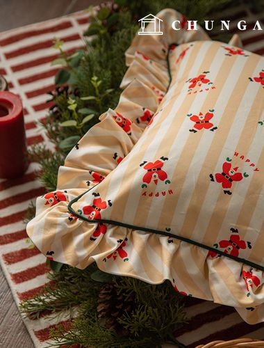 Cotton fabric Christmas fabric 20 count DTP Fabric Dancing Santa Beige Stripe 422