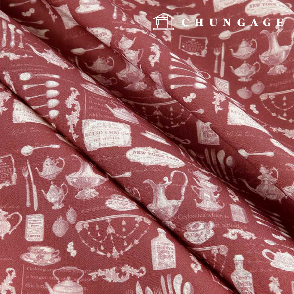 Linen fabric, cotton linen, 11 count, eco-friendly E-DTP, wide width, baroque plate, red