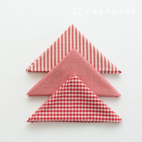 Fabric package Check 4mm scrap fabric cotton Washing Plain piece cloth Melan 3 types 017 Red