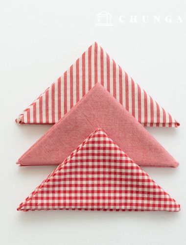 Fabric package Check 4mm scrap fabric cotton Washing Plain piece cloth Melan 3 types 017 Red