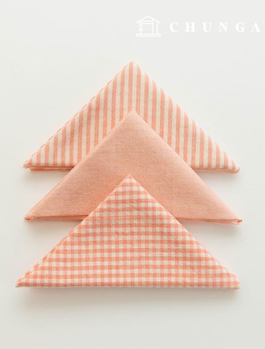 Fabric package Check 4mm scrap fabric cotton Washing Plain piece cloth Melan 3 types 018 True pink