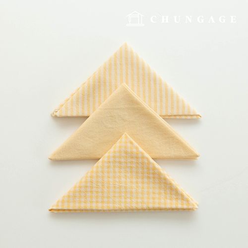 Fabric package Check 4mm scrap fabric cotton Washing Plain piece cloth Melan 3 types 019 light yellow