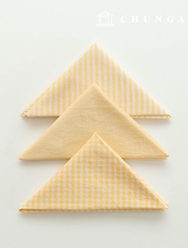 Fabric package Check 4mm scrap fabric cotton Washing Plain piece cloth Melan 3 types 019 light yellow