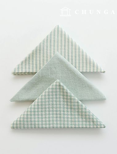 Fabric package Check 4mm scrap fabric cotton Washing Plain piece cloth Melan 3 types 020 Mint