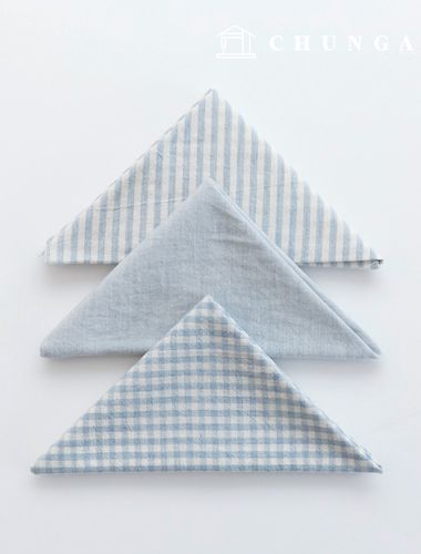 Fabric package Check 4mm scrap fabric cotton Washing Plain piece fabric Melan series 3 types 021 Sky Blue