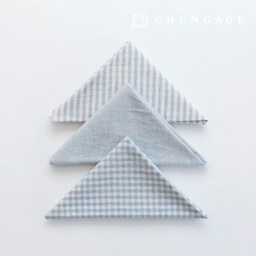 Fabric package Check 4mm scrap fabric cotton Washing Plain piece fabric Melan series 3 types 021 Sky Blue