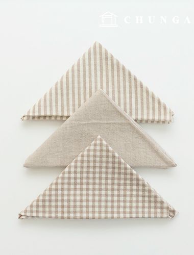 Fabric package Check 4mm scrap fabric cotton Washing Plain piece fabric Melan 3 types 026 Beige