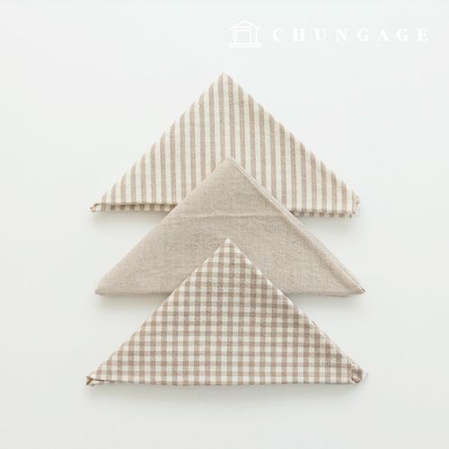 Fabric package Check 4mm scrap fabric cotton Washing Plain piece fabric Melan 3 types 026 Beige