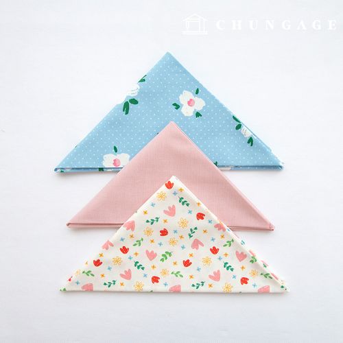 Fabric package Flower fabric Flower pattern fabric Sky Pink Patchwork fabric 3 types 097