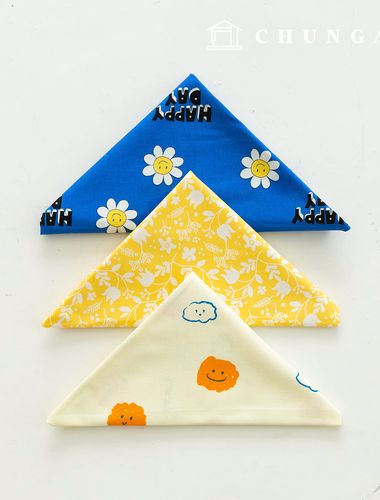 Fabric package Flower scrap fabric Daisy flower pattern Smile Yellow piece fabric 3 types 120