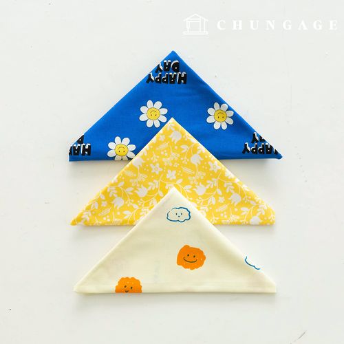 Fabric package Flower scrap fabric Daisy flower pattern Smile Yellow piece fabric 3 types 120