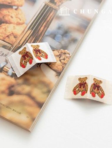 Woven Labels Insert Bowknot Teddy Bear Labels