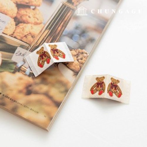Woven Labels Insert Bowknot Teddy Bear Labels