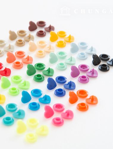 Snap Button Plastic Tee Snap Button Clothing Making Heart 12mm 23 Types