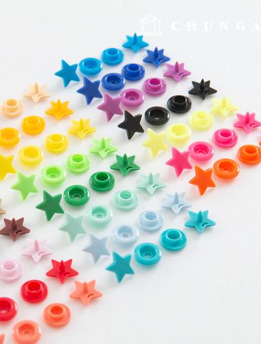 Snap Button Plastic Tee Snap Button Clothing Making Star 12mm 23 Types