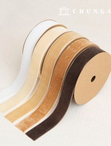 Bowknot String Tape Section Velvet Package Bowknot Craft String 25mm Beige 5 Types 1 Yard
