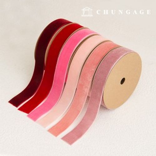 Velvet bowknot String package bowknot craft tape cross section 25mm Pink 6 types 1 yard