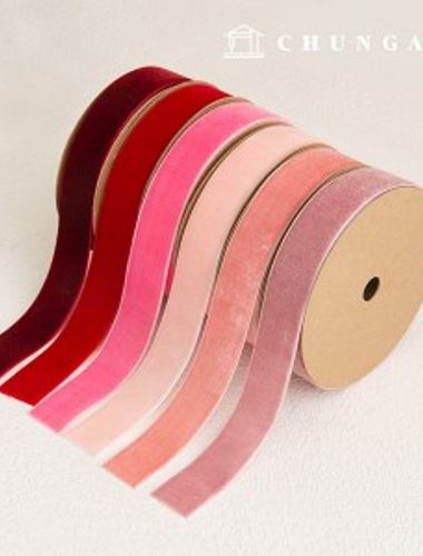 Velvet bowknot String package bowknot craft tape cross section 25mm Pink 6 types 1 yard