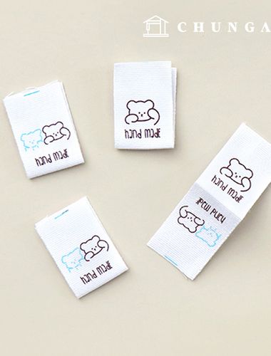 Cotton Label Double Sided Label Pure Bear White 60823