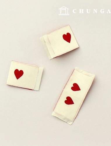 Cotton label double-folding label love heart Beige 60822