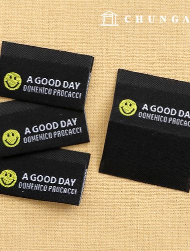 Cotton Label Double Sided Insert Label Good Day Smile Black 58615