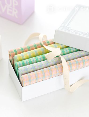 Fabric Package Cotton Fabric Piece Washing Check Vintage Pastel Melody 5 Pack